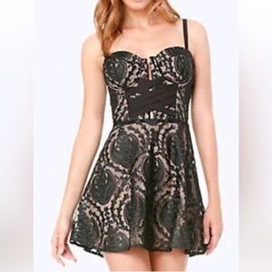 Bebe x Naven Black Lace Strapless Mini Dress